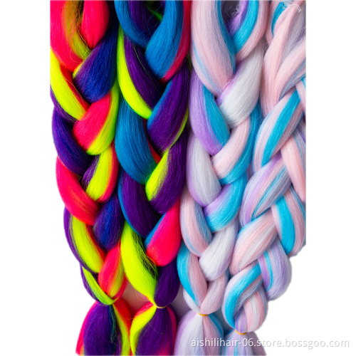 Aishili wholesale cheap 24inches 100g jumbo braiding candy blend color crochet hair extensions synthetic hair braiding